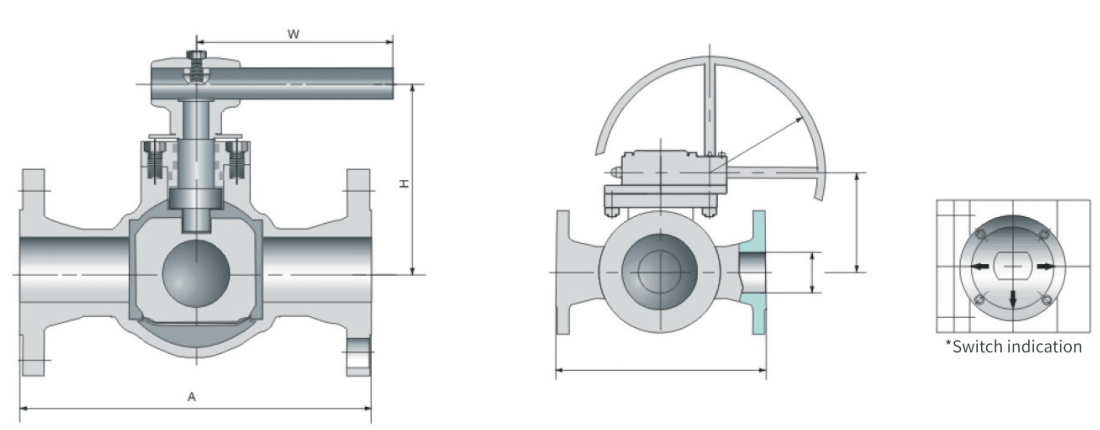 THREE-WAY CAST STEEL BALL VALVE