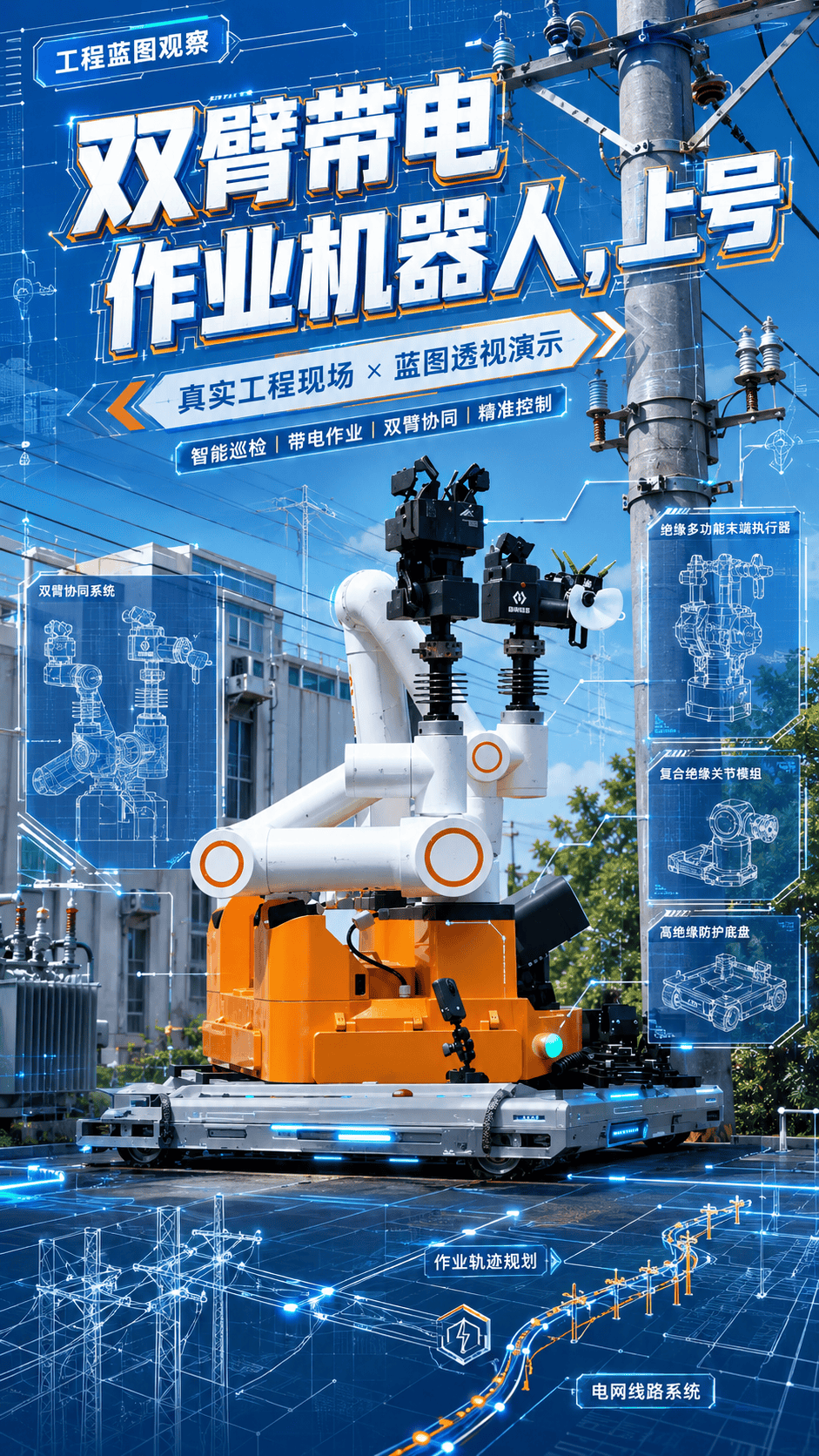 双臂带电作业机器人，上号