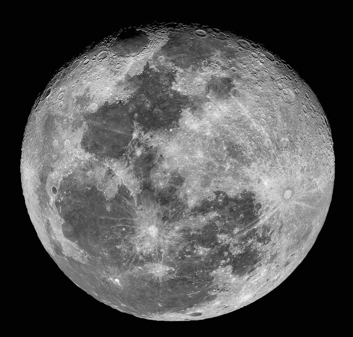 Gros plan monochrome haute résolution de la surface lunaire