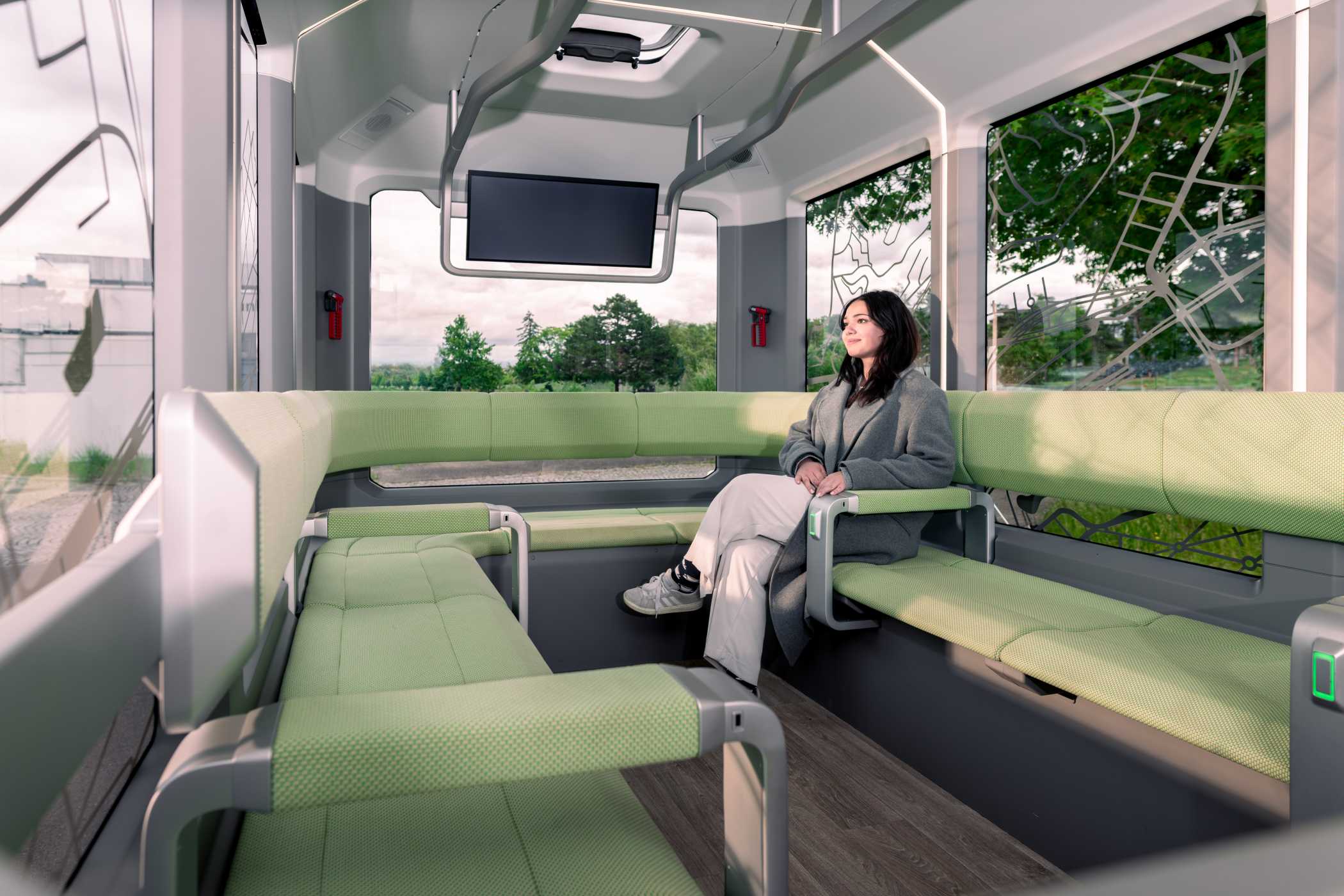 Passenger cabin interior: The modular vehicle concept enables different uses, from passenger transport to logistics. (Image source: Amadeus Bramsiepe, KIT)