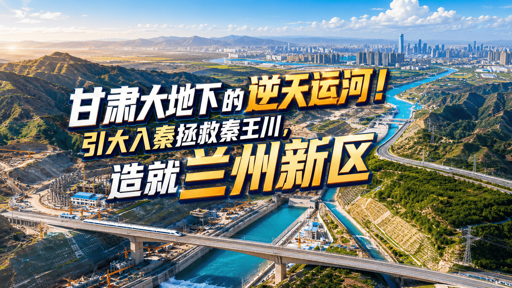 甘肃大地下的逆天运河，引大入秦拯救秦王川，造就兰州新区#甘肃 #兰州新区 #秦王川 #引大入秦工程 #甘肃工程