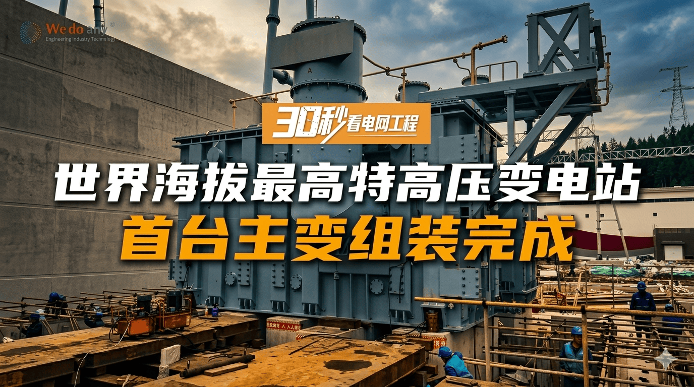 30秒看电网工程丨世界海拔最高特高压变电站首台主变组装完成