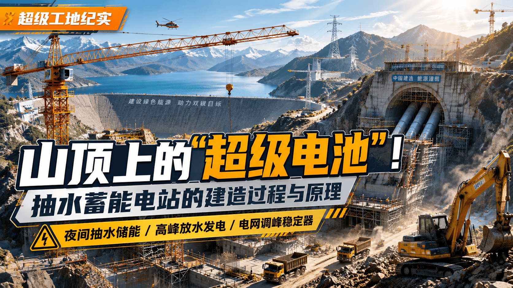 山顶上的“超级电池”！抽水蓄能电站的建造过程与原理想象一座沉眠于山腹的“超级电池”——抽水蓄能电站，正是以水为媒介的能量时移魔术。它利用电力富余的深夜，将水从下水库“泵”向山顶水库，把多余电能转化为水