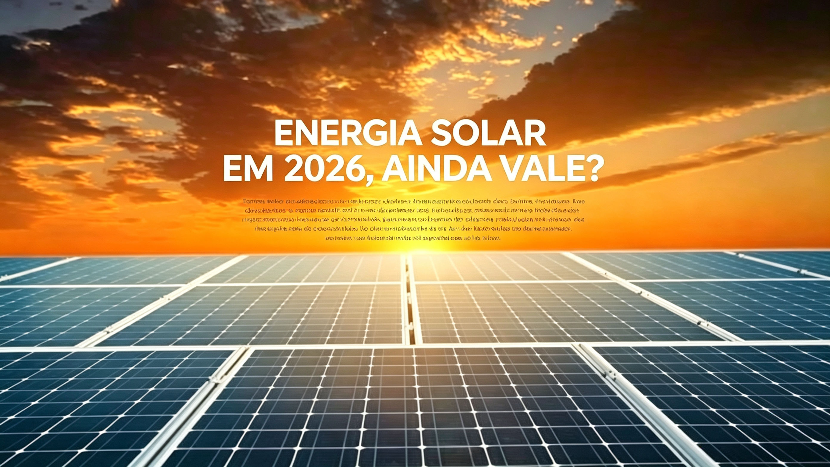 ENERGIA SOLAR EM 2026, AINDA VALE？