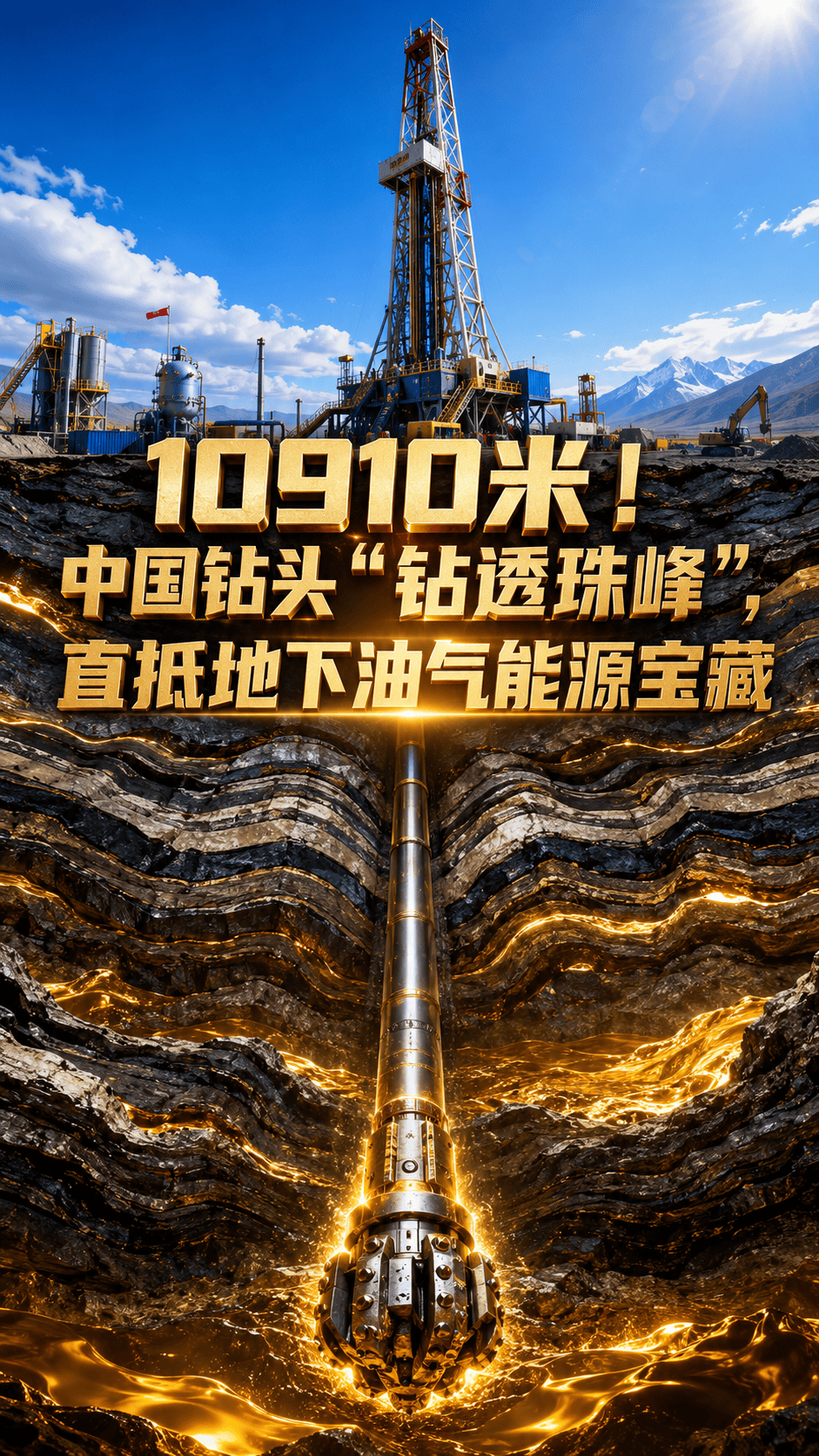 10910米！中国钻头“钻透珠峰”，直抵地下油气能源宝藏！