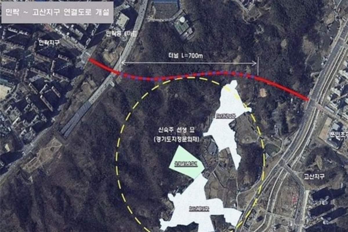 Voraussichtliche Route der Verbindungsstraße zwischen Minrak und Gosan in Uijeongbu