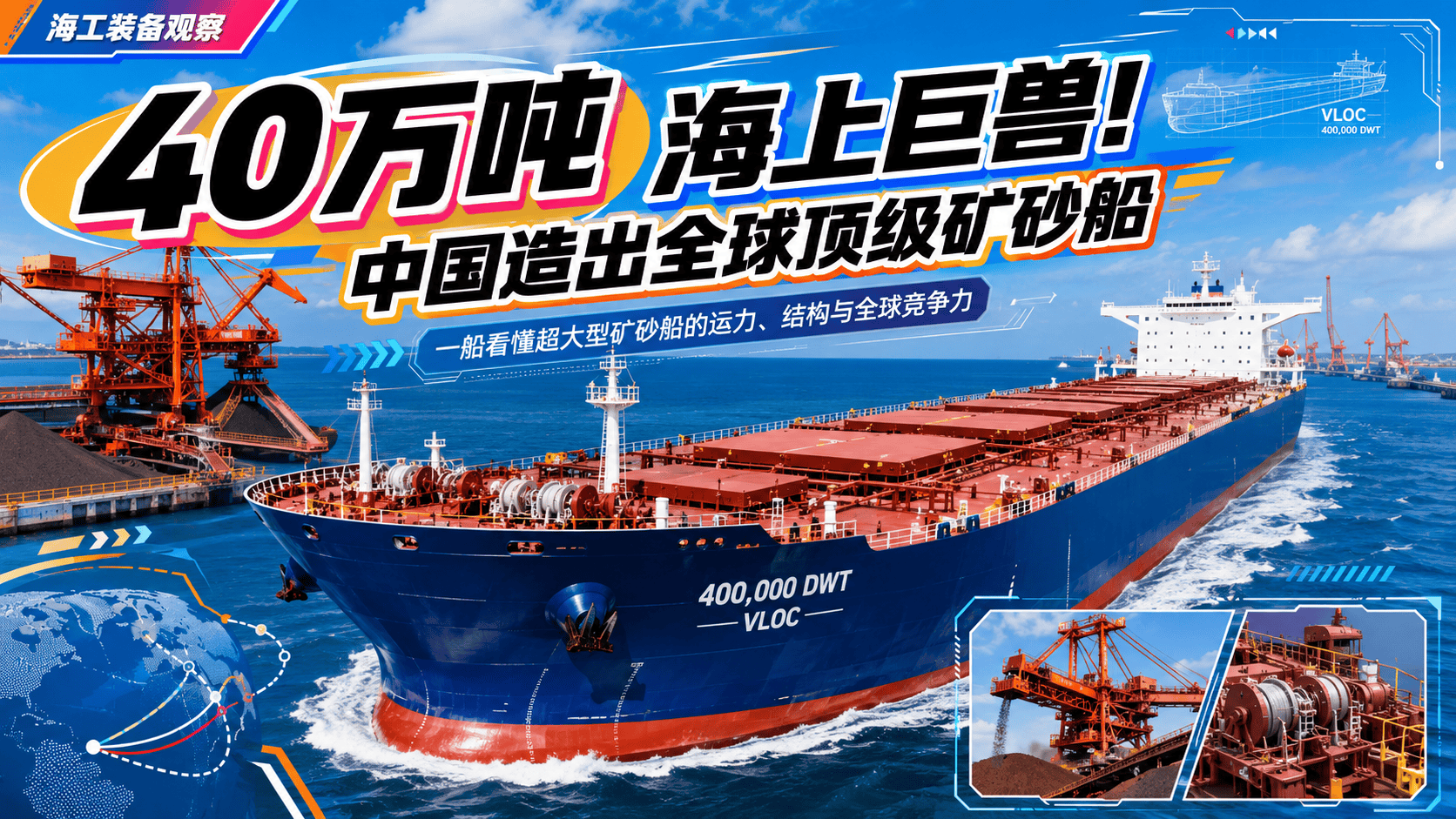 40 万吨海上巨兽！中国造出全球顶级矿砂船#矿砂船 #热门 #基建狂魔 #科技 #认知