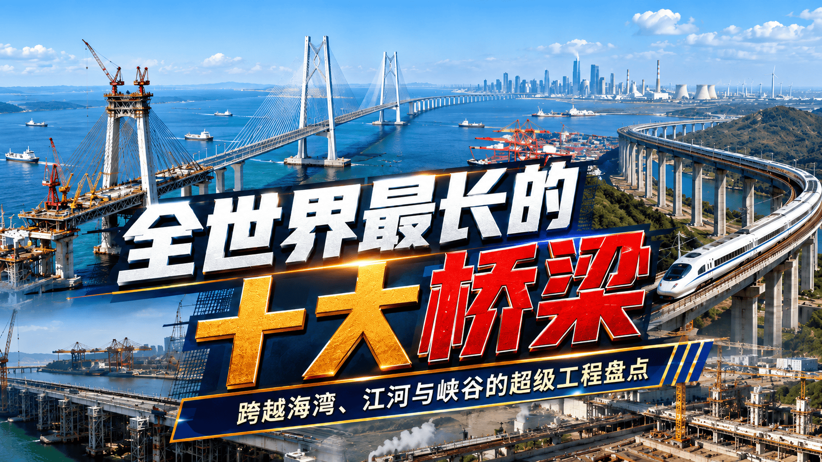 全世界最长的十大桥梁#中国基建走向世界 #什么是大基建 #数字中国新基建 #震惊世界的十大工程 #中国基建世界第一