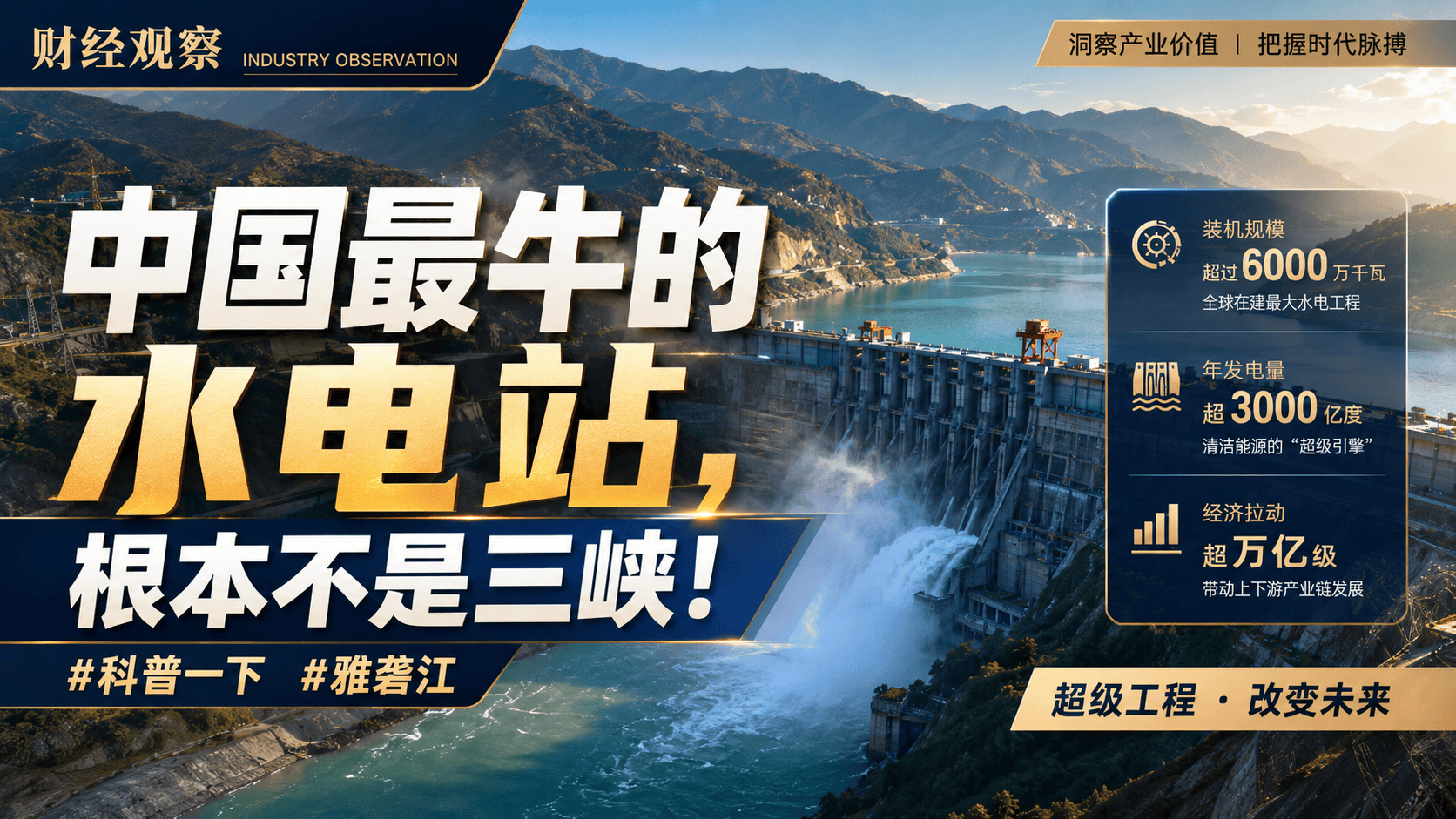 中国最牛的水电站，根本不是三峡！#科普一下 #雅砻江 #三峡大坝 #抖音精选