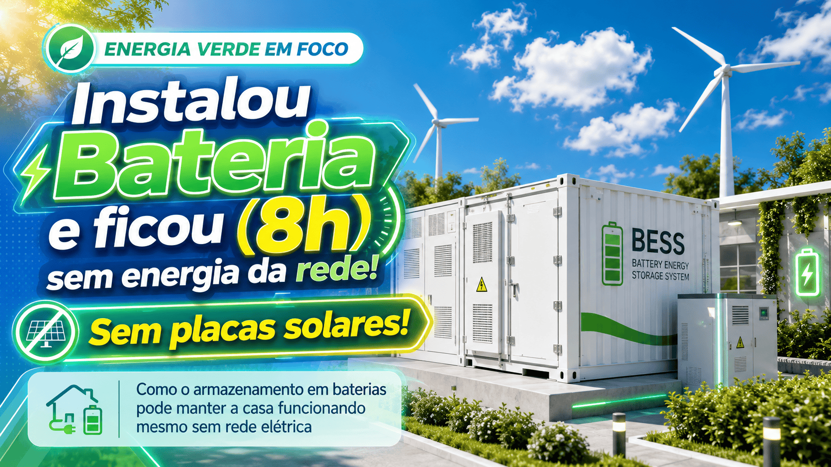 Instalou Bateria e ficou (8h) sem energia da rede! Sem placas solares!