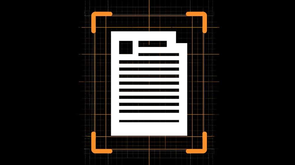 Illustration vectorielle Nuneybits d’un document blanc centré sur fond orange OCR g 389a1d54-734c-4957-a8fa-848d9b6e9794