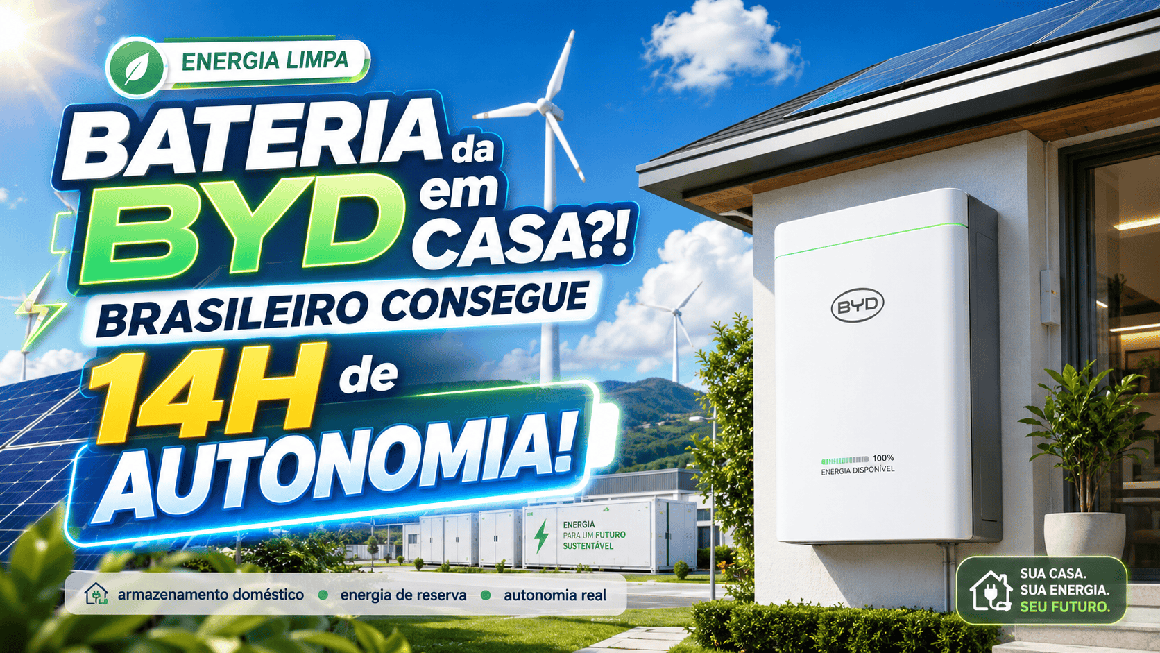 BATERIA da BYD em CASA？! BRASILEIRO CONSEGUE 14H de AUTONOMIA!