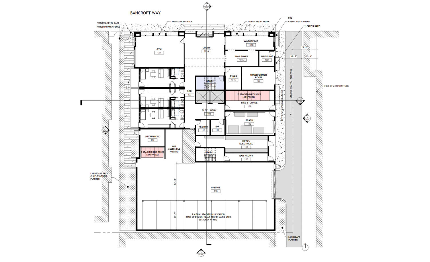 Erdgeschoss der 2036 Bancroft Way, erstellt von Studio KDA