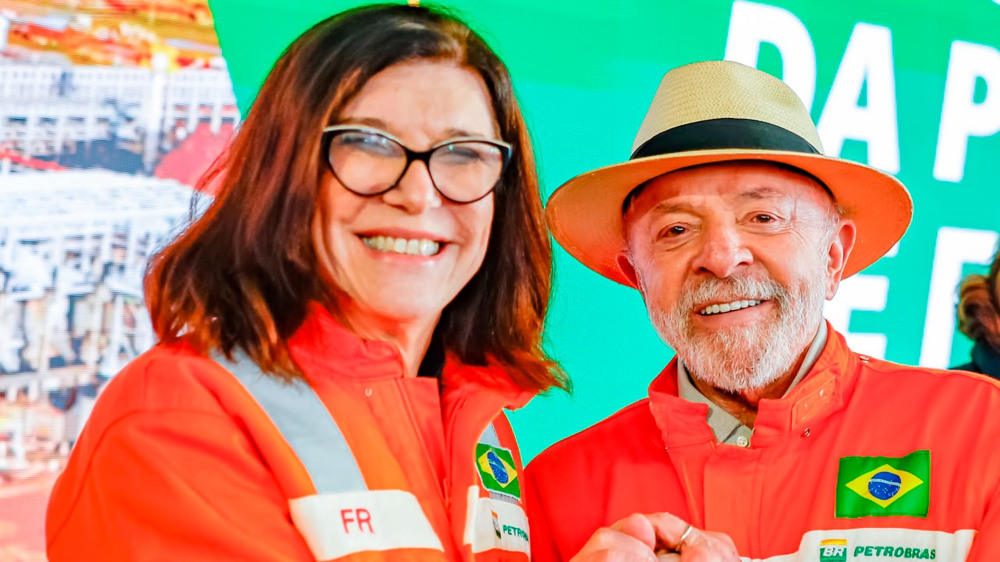 Lula et Magda Chambriard lors de la cérémonie de reprise du projet UFN 3 le 25 juin 2026 à Três Lagoas (Mato Grosso do Sul) (Photo : Ricardo Stuckert/PR)