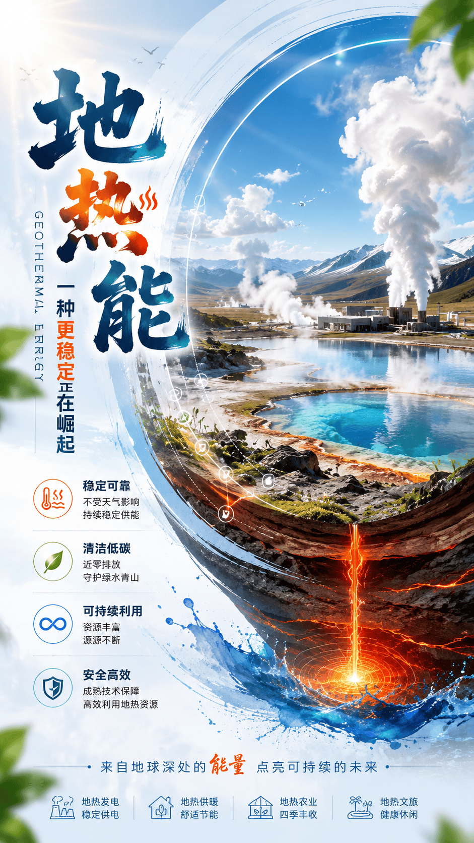 地热能——一种更稳定且不受昼夜影响的新能源正在崛起 #地热能 #地质 #地理 #能源 #地下水 #新能源 #干热岩