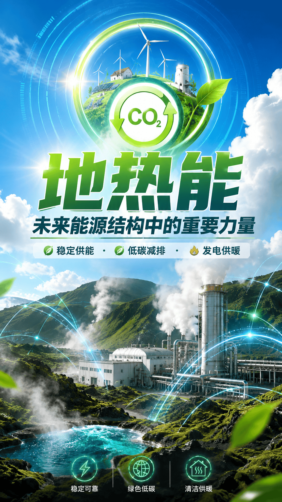 地热能探秘 #地热能 是开启未来能源之门的钥匙。因地制宜、有序开发地热能和综合利用，对于促进能源清洁低碳发展、推动碳达峰、碳中和#双碳 目标实现，具有重要意义#地大热能 #清洁能源