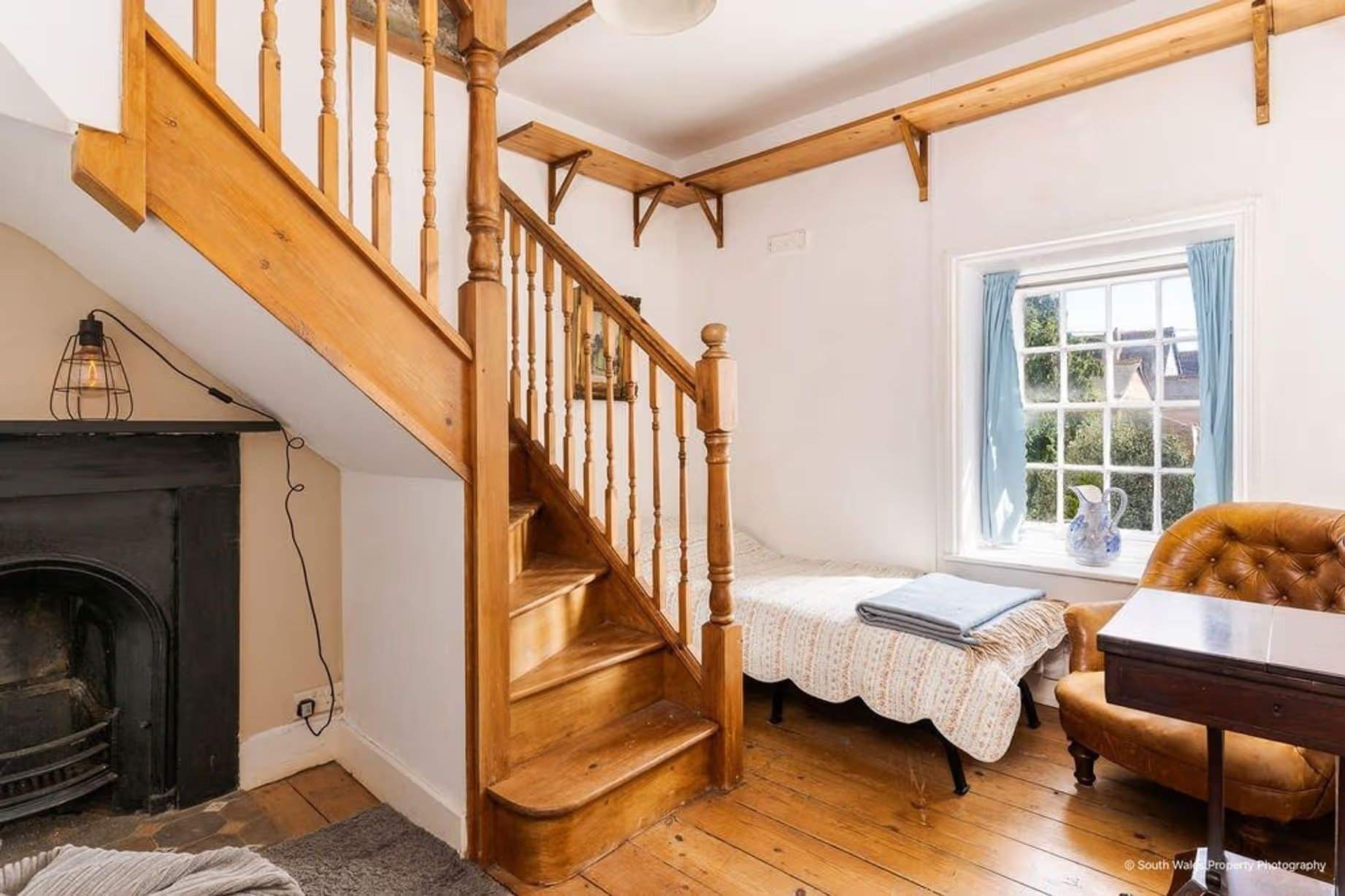 The second bedroom continues the period character but also includes an interesting and surprising second staircase, Victorian end-terrace coastguard cottage, Grade II listed, for sale by David Baker (Penarth) with a guide price of over £400,000