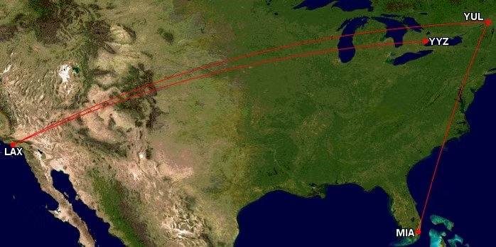 Маршруты Air Canada в США на самолётах Airbus A321XLR