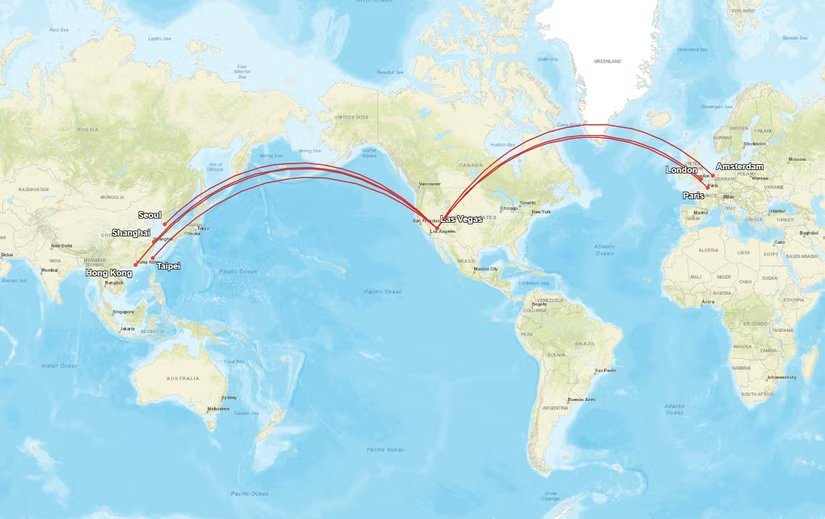 Delta Air Lines CES international route map