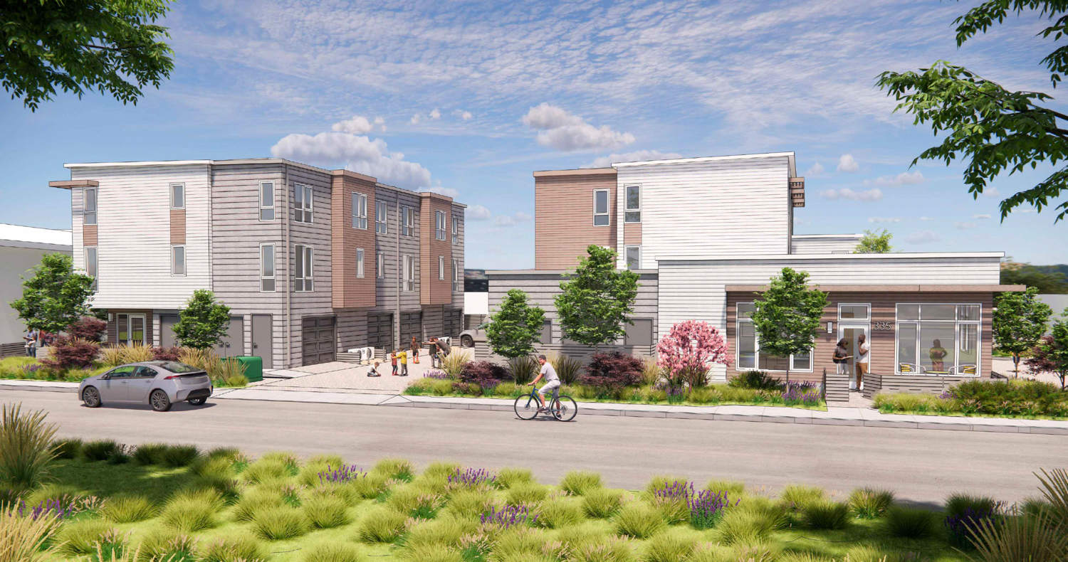 Laurel Landing viewed from across Pierce Road, rendering by TCA Architects