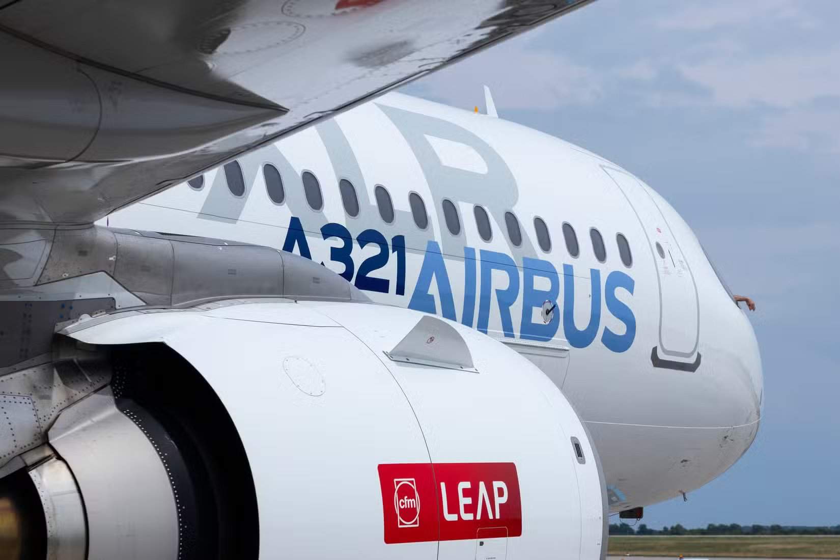 安装在空客 A321XLR 上的 CFM 发动机特写