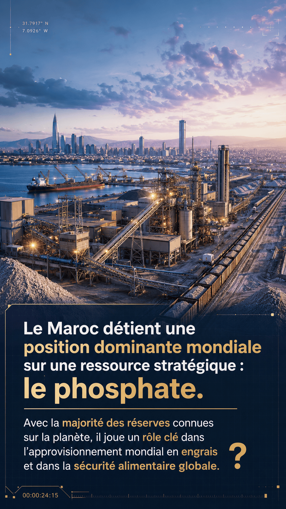 Le Maroc détient une position dominante mondiale sur une ressource stratégique : le phosphate. Avec