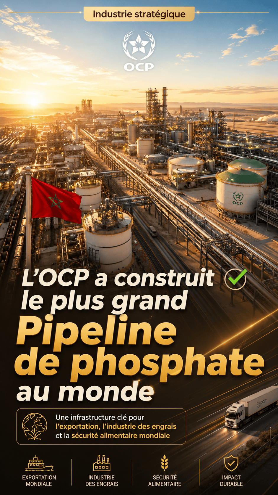 L’OCP a construit le plus grand Pipeline de phosphate au monde ✅??? #ocp #maroc #phosphate #monde #p