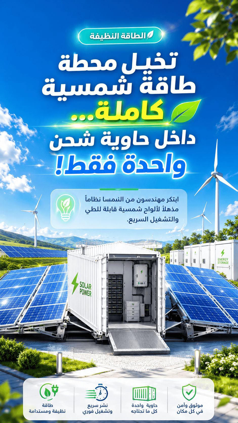 تخيل محطة طاقة شمسية كاملة... داخل حاوية شحن واحدة فقط! ابتكر مهندسون من النمسا نظاماً مذهلاً لألواح