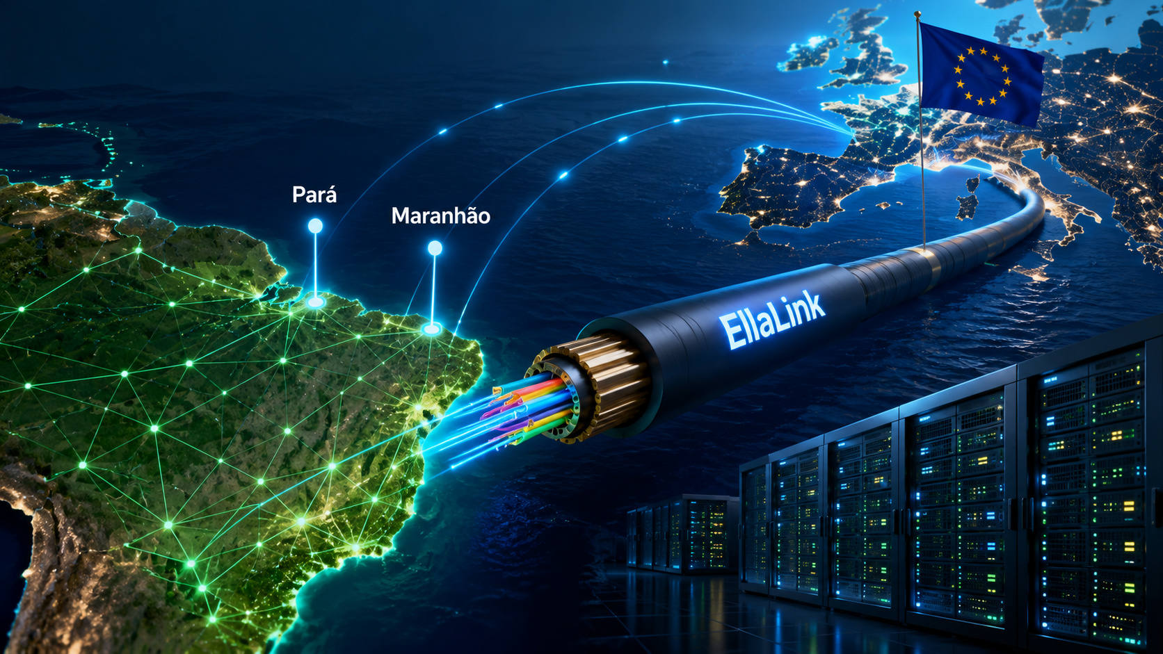 UE surpreende o mundo e anuncia investimento de 1,5 bilhão de reais no Brasil para expandir o cabo submarino EllaLink até o Pará e Maranhão, reduzindo dependência de rotas digitais que passam pelos EUA