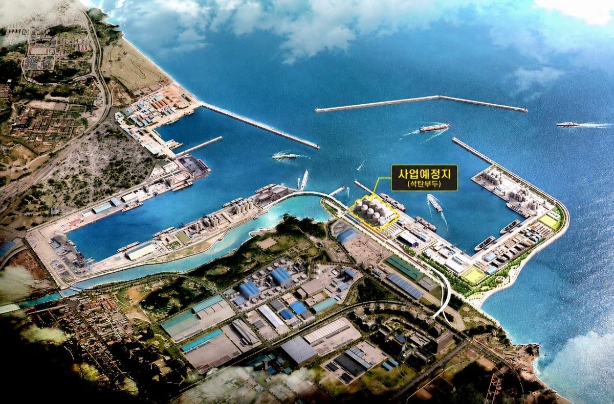 Mapa de ubicación del proyecto de construcción del muelle de carbón del Puerto Nuevo de Donghae, adjudicado a Ssangyong Construction [Proporcionado por Ssangyong Construction. Prohibida su reventa y uso en bases de datos]