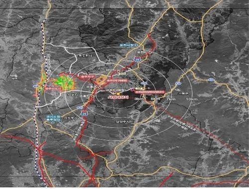 Mapa de localização do parque industrial de Gomori, em Pocheon