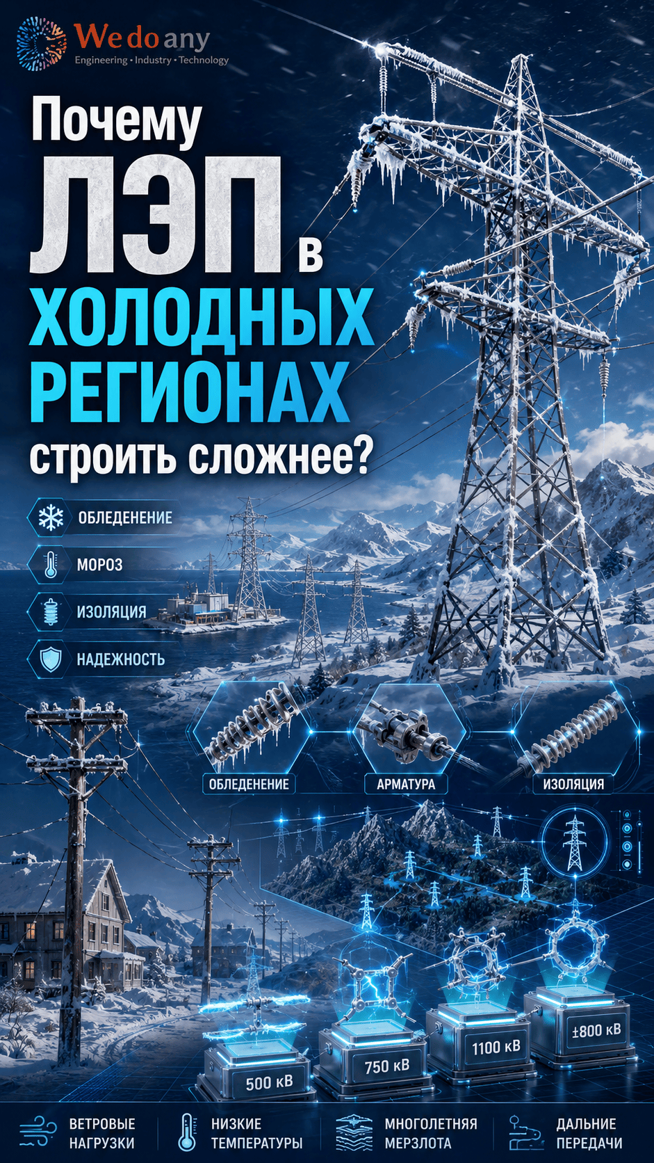 Почему ЛЭП в холодных регионах строить сложнее?
