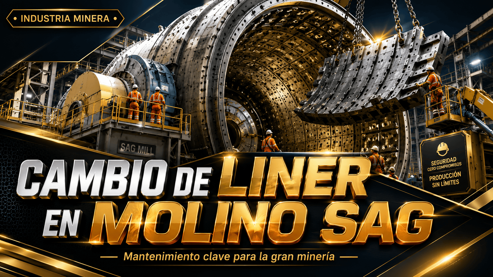 cambio de liner en molino SAG. #sagmill #molinosag #sag #mill #mina