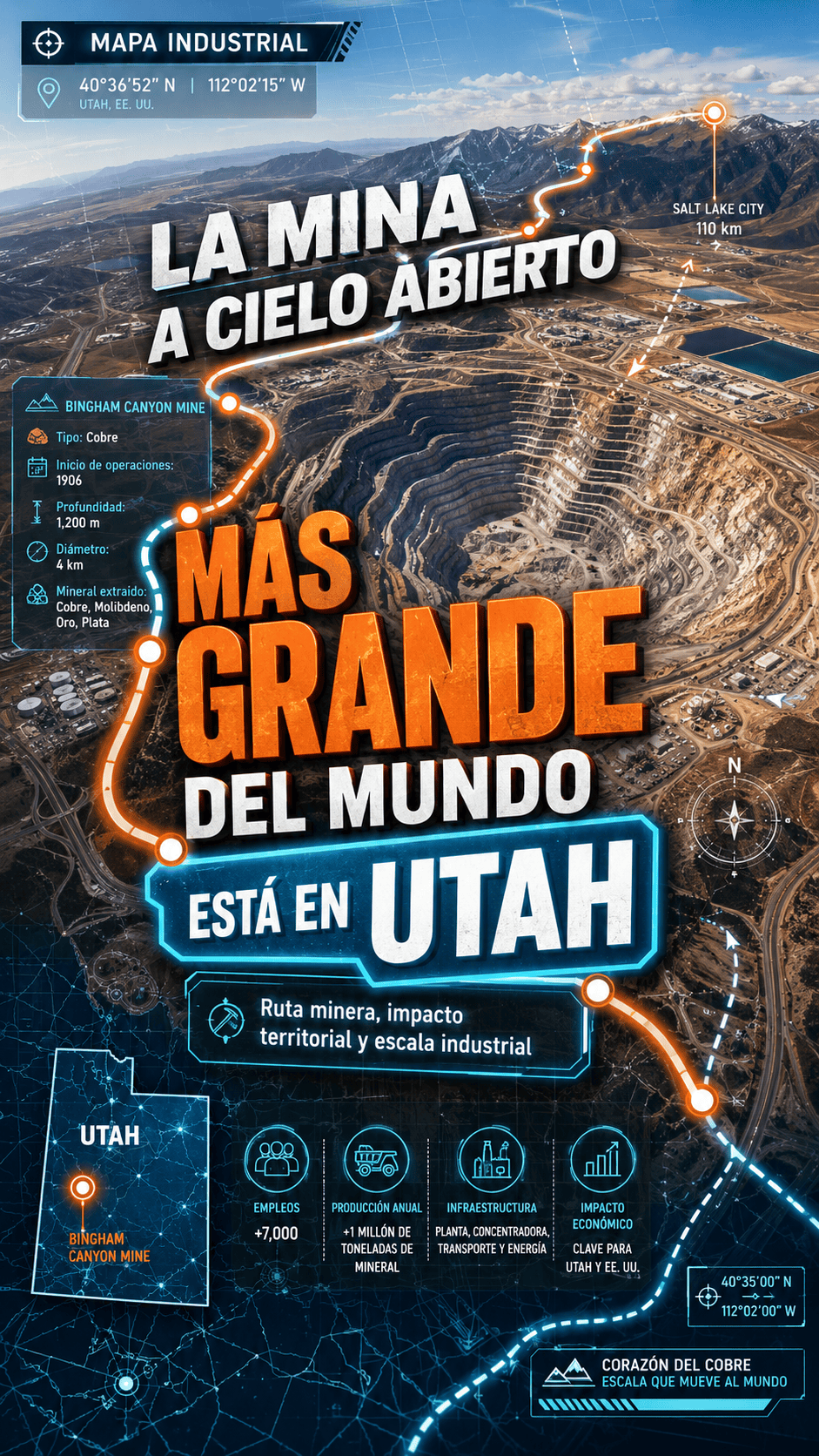 La mina a cielo abierto más grande del mundo está en Utah #BinghamCanyon  #Top1Mina  #GiganteEnUt