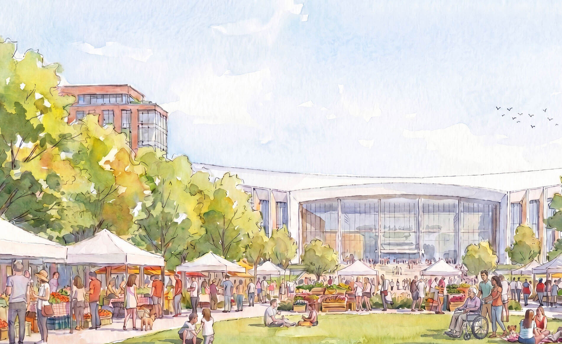 Rendu aquarelle du nouveau stade des Washington Commanders