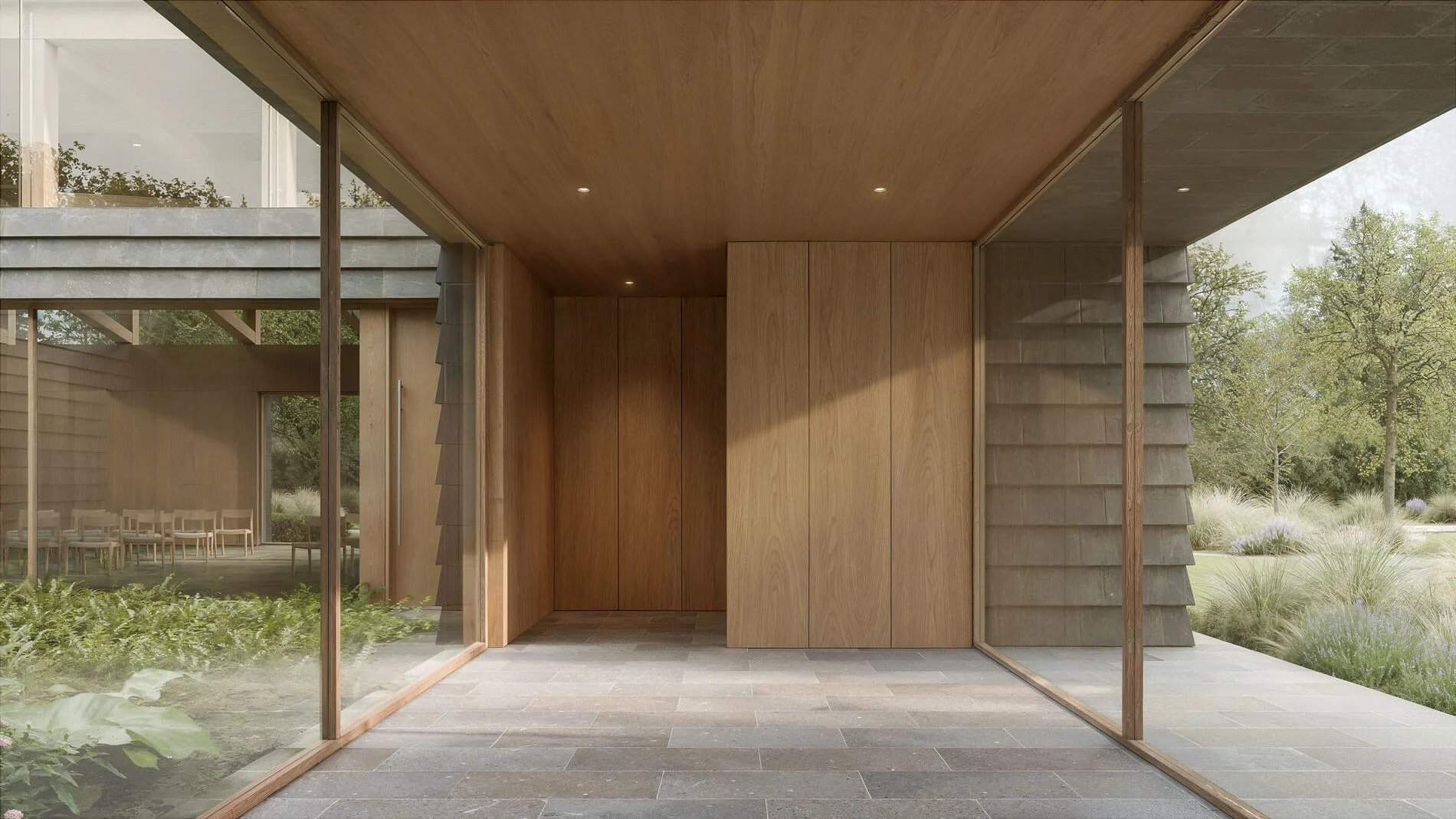 Holzwand und -decke
