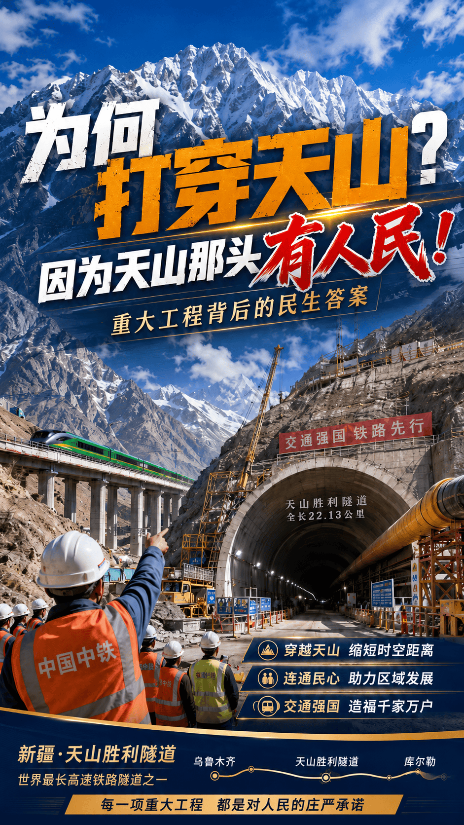 为何打穿天山？因为天山那头有人民！#牢记嘱托砥砺奋进  （来源：中交路建）