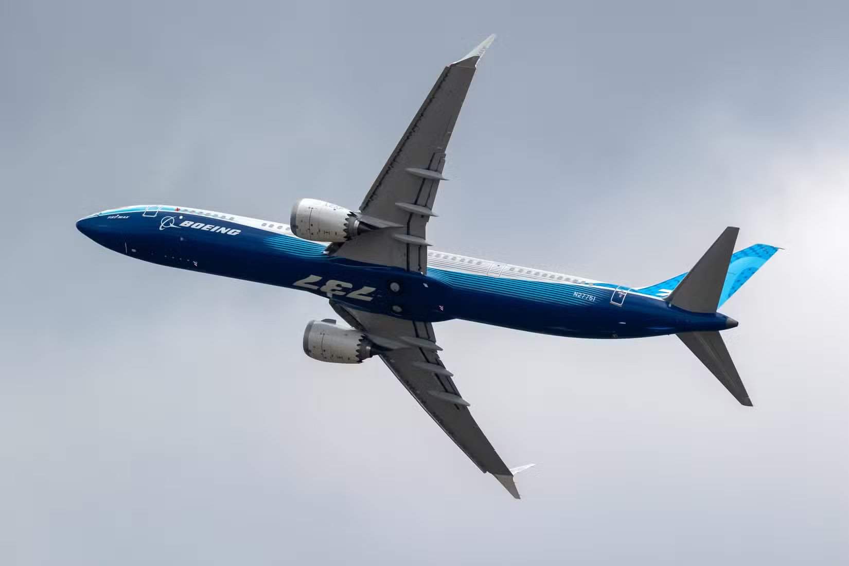 Boeing 737 MAX 10 passenger plane demonstration flight at the Paris Air Show. Le Bourget, France - June 22, 2023