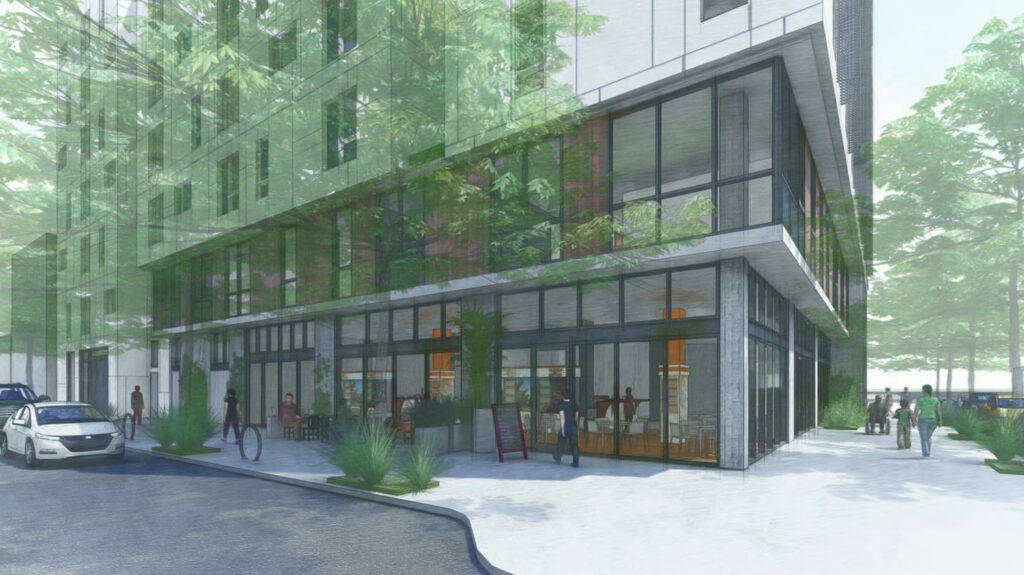 285 12街裙楼示意图，由David Baker Architects设计