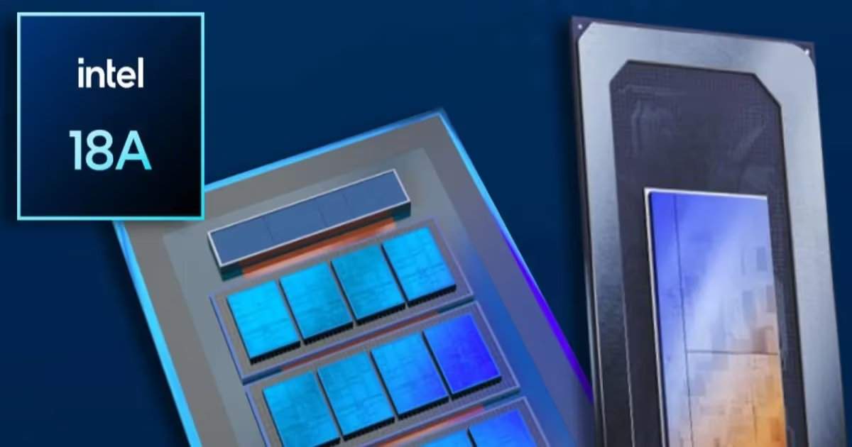 Схематическое изображение чипа Intel, изготовленного по техпроцессу 18A