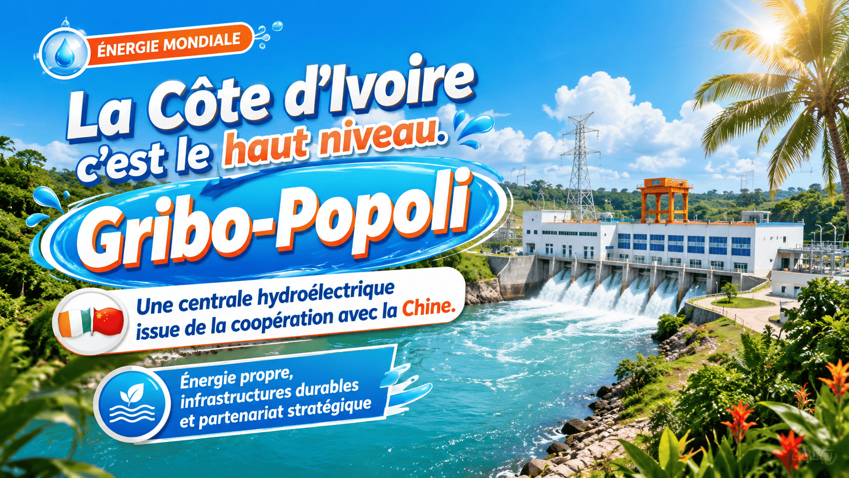 La Côte d’Ivoire c’est le haut niveau. Admirez la centrale hydroélectrique de Gribo-Popoli fruit de