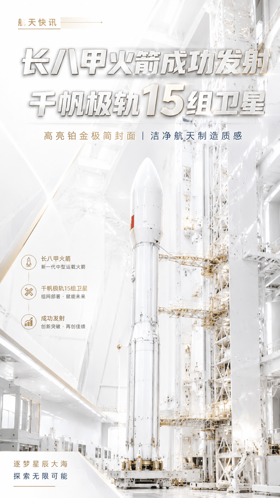 长八甲火箭成功发射千帆极轨15组卫星