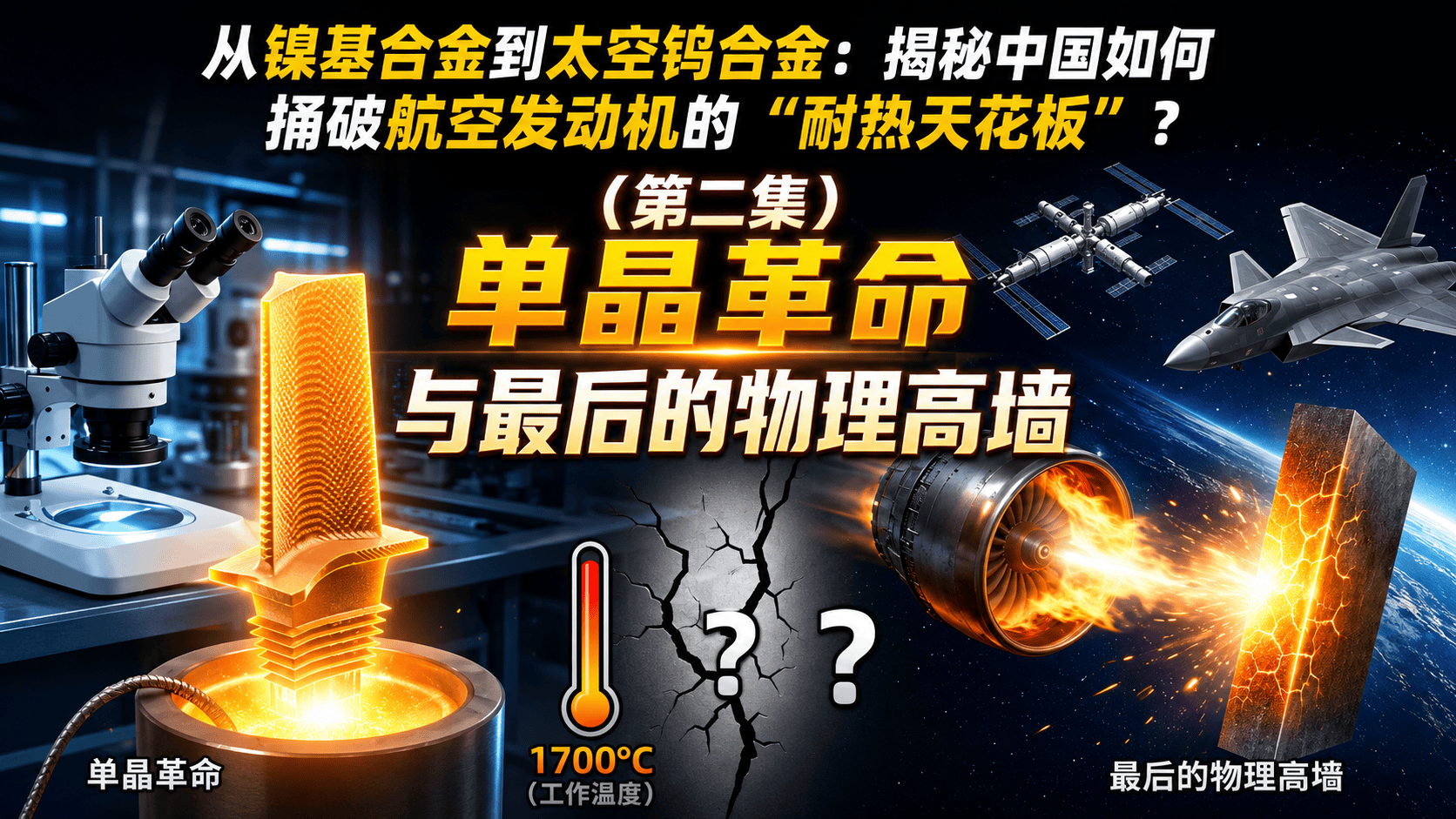 从镍基合金到太空钨合金：揭秘中国如何捅破航空发动机的“耐热天花板”？（第二集）单晶革命与最后的物理高墙。#航空发动机 #大国重器 #硬核科普 #黑科技 #钨合金