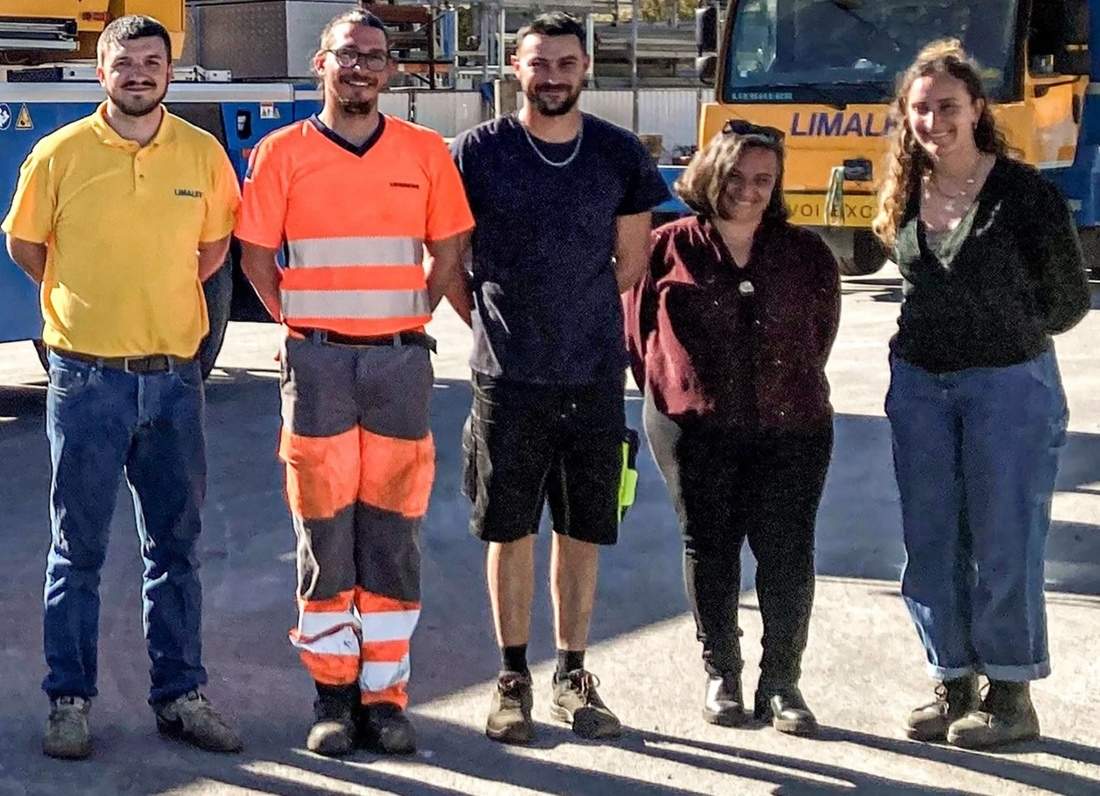 (From left) Marc Ganteille of Limalev and Matthieu Viginiat of Liebherr, along with Loris Lyonnet, Alexandra Da Rocha, and Elsa Da Rocha of Limalev