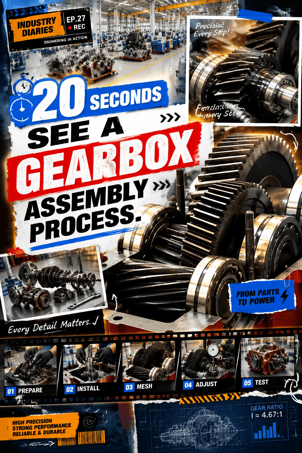 20 seconds see a gearbox assembly process. #gearbox #reducer #transmission #drive #assemble