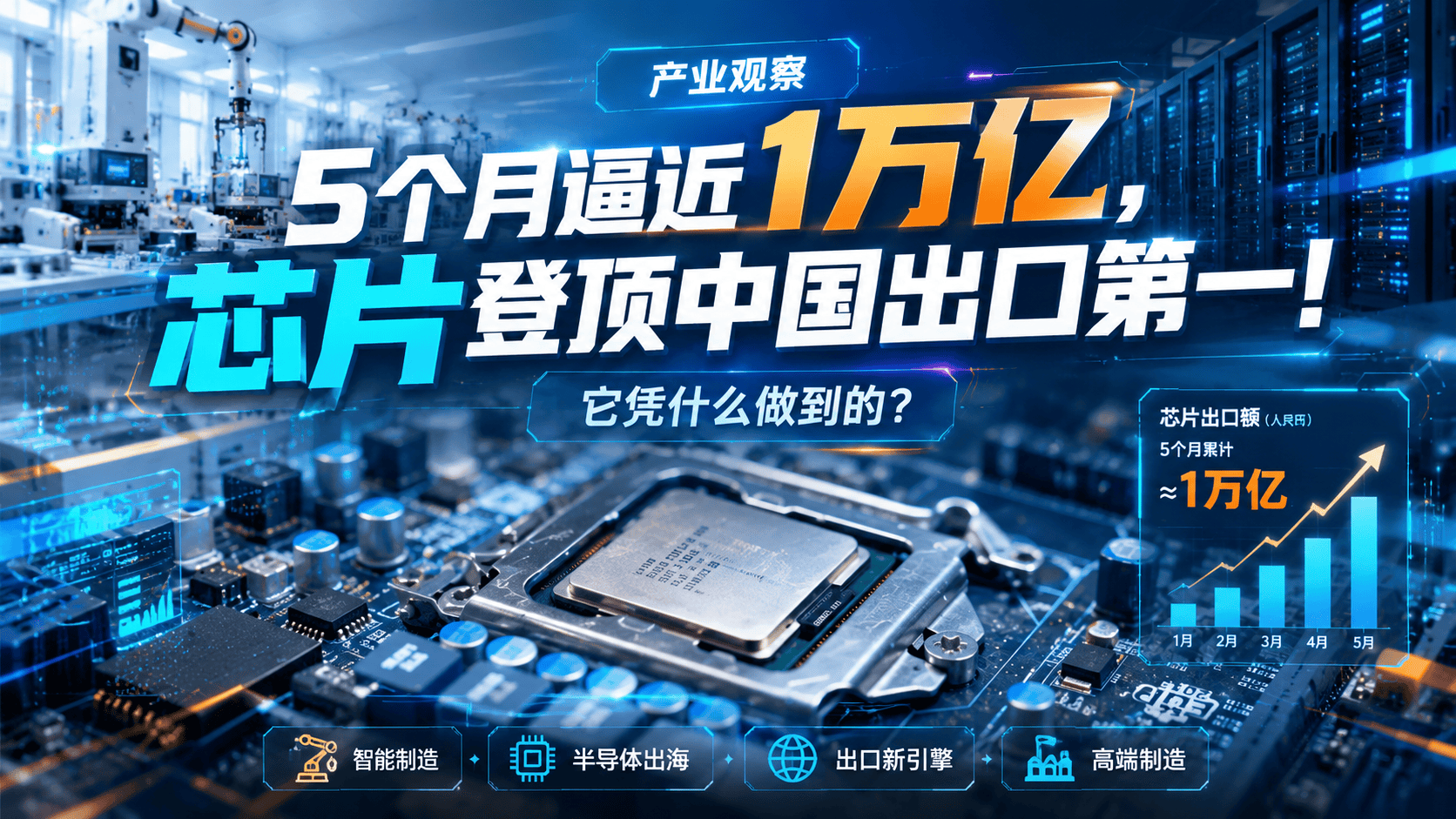 5个月逼近1万亿，芯片登顶中国出口第一！它凭什么做到的？#零基础看懂全球  #芯片竞争 #芯片科技突破 #芯片崛起