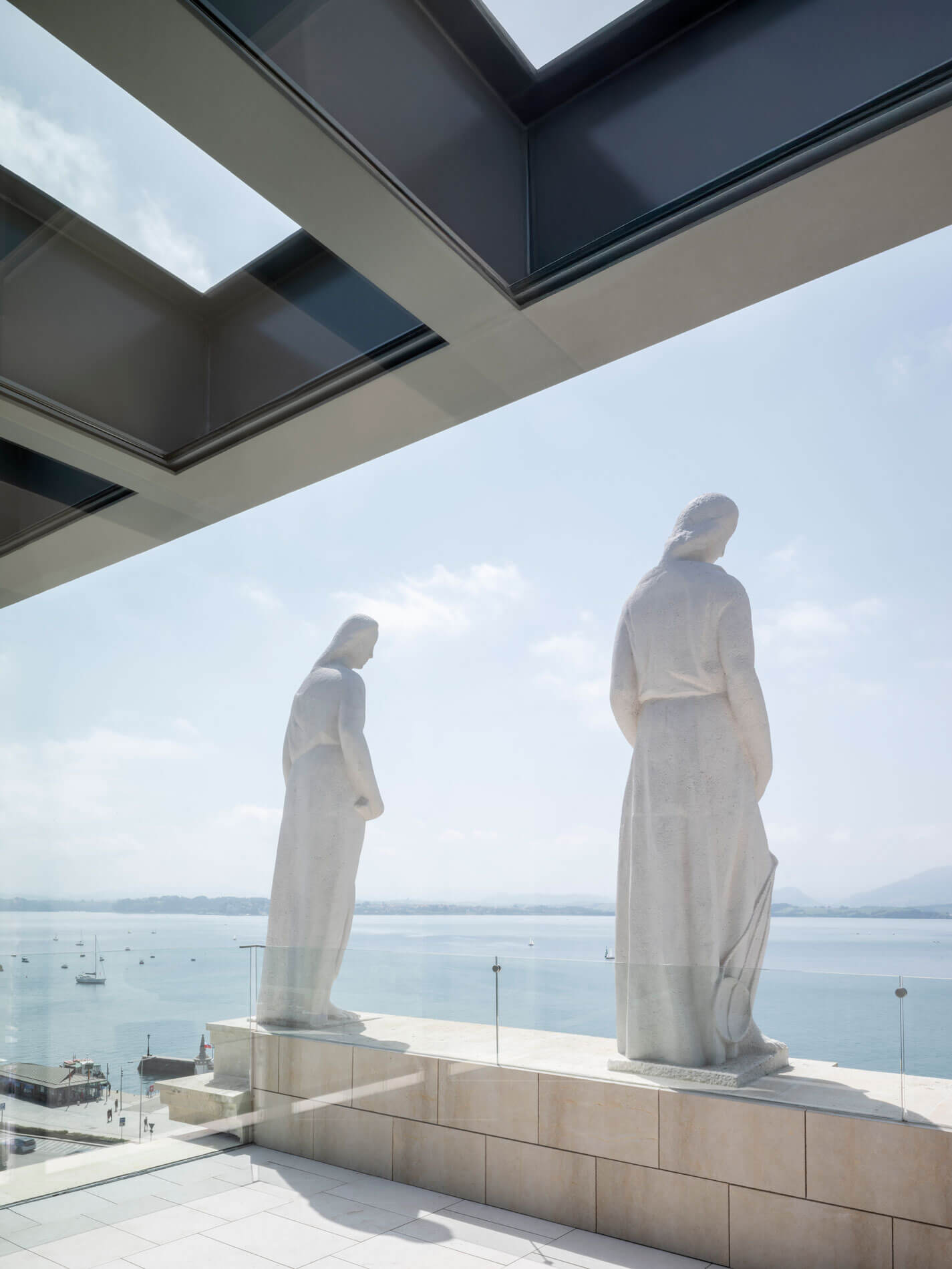 Rooftop terrace with sculptures