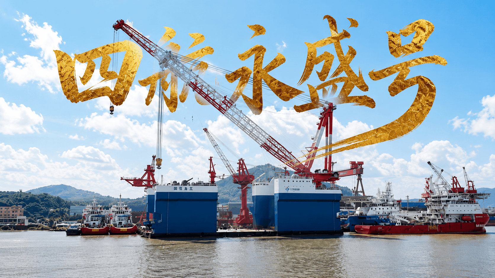 四航局投资建造的全国最大全回转半潜起重船“四航永盛”号顺利交付。该船集半潜运输与全回转起重于一体，可完成吊装及构件沉放安装等作业，为服务海洋强国战略提供坚实装备支撑。#大国重器  #海洋强国