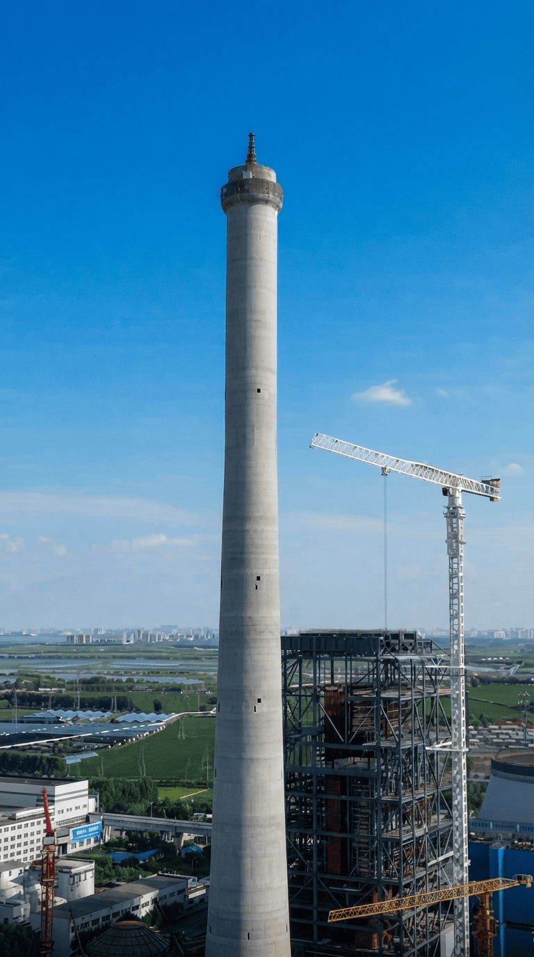 国家重点能源建设项目！华电黑龙江哈尔滨第三发电厂660兆瓦“上大压小”热电联产机组5号烟囱到顶#工程建设#黑龙江