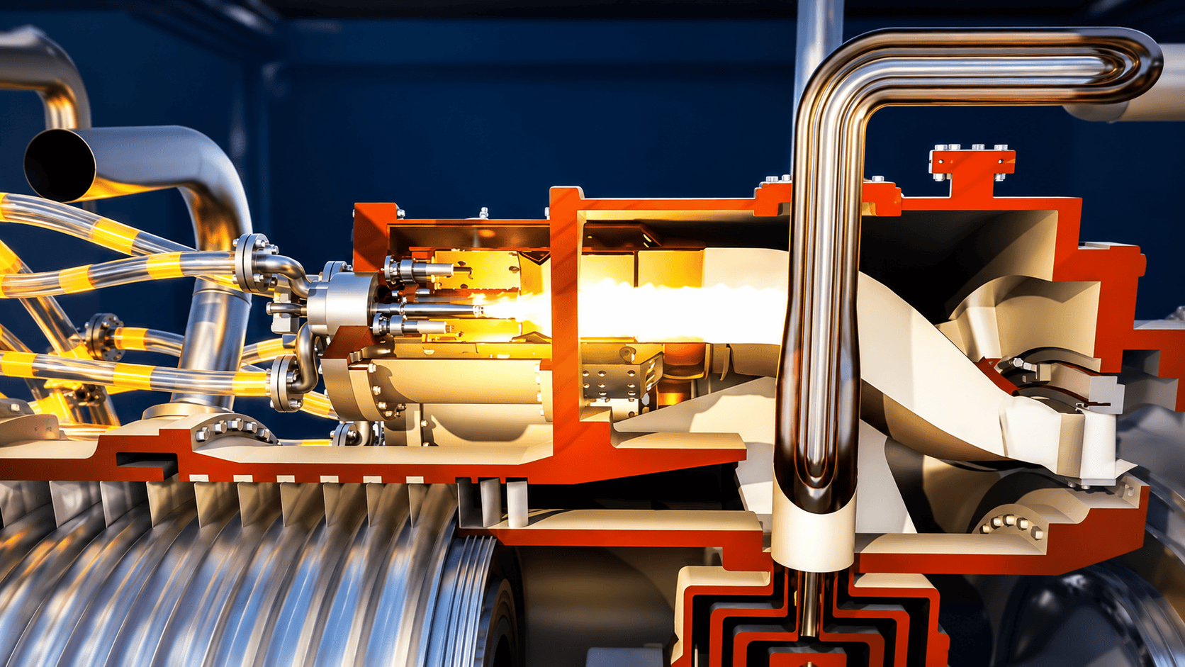 ⚙️ Fungsi Gas Turbine (Turbin Gas) Fungsi utama gas turbine (turbin gas) adalah mengubah energi kimi